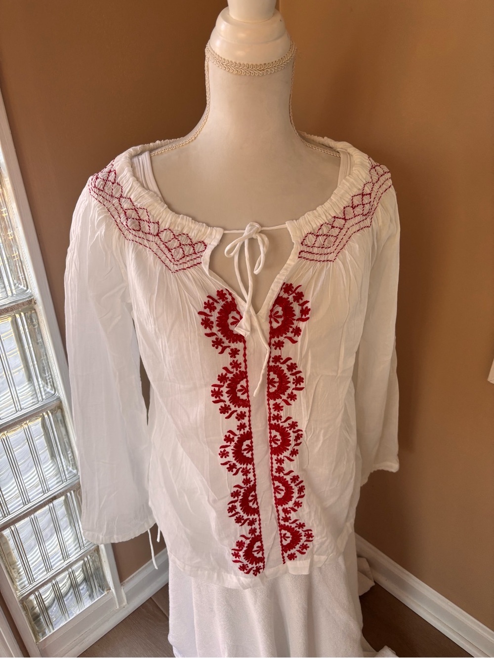 ODEL Bohemian Embroidered Women’s Blouse 100% Cotton Whimsy NWT Cottagecore M